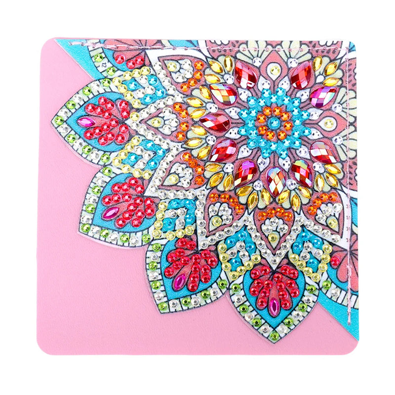 8St. Schöne Mandala Blume PU Ecke Abdeckung Lesezeichen Set Diamond Painting