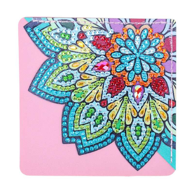 8St. Schöne Mandala Blume PU Ecke Abdeckung Lesezeichen Set Diamond Painting