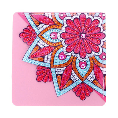 8St. Schöne Mandala Blume PU Ecke Abdeckung Lesezeichen Set Diamond Painting