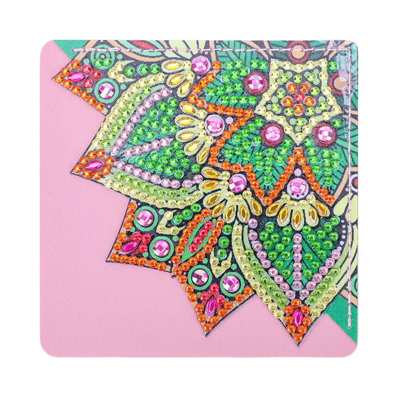 8St. Schöne Mandala Blume PU Ecke Abdeckung Lesezeichen Set Diamond Painting