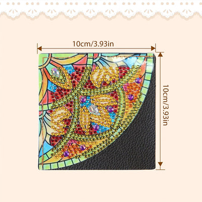 4St. Wunderschöne Mandala PU Ecke Abdeckung Lesezeichen Set Diamond Painting