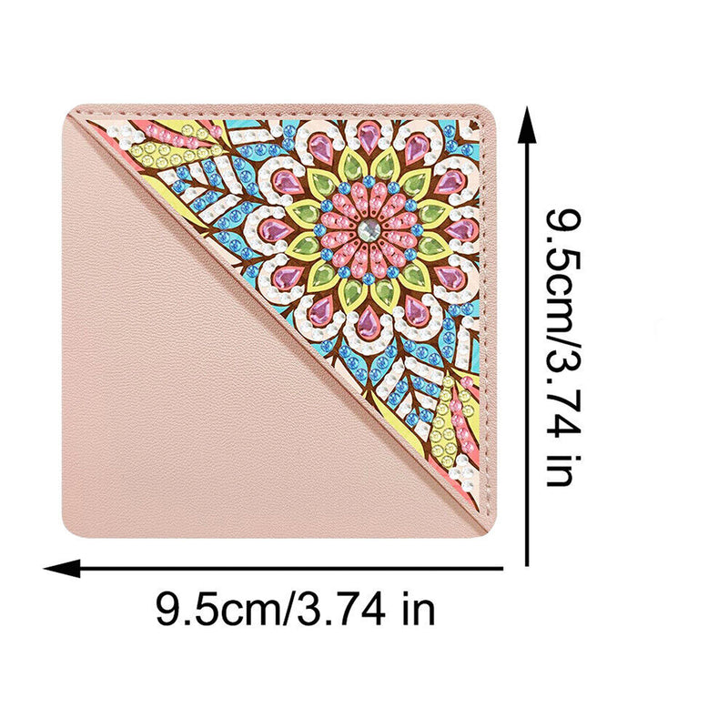 4St. Chrysantheme Mandala PU Ecke Abdeckung Lesezeichen Set Diamond Painting