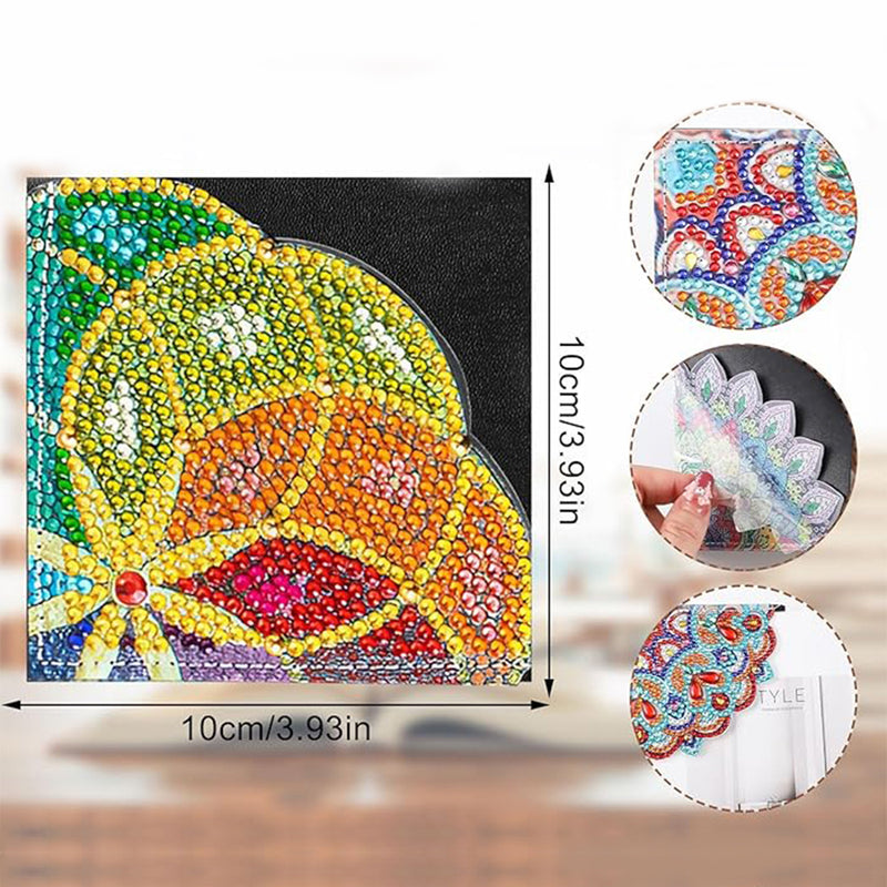 6St. Komplexes Mandala PU Ecke Abdeckung Lesezeichen Set Diamond Painting