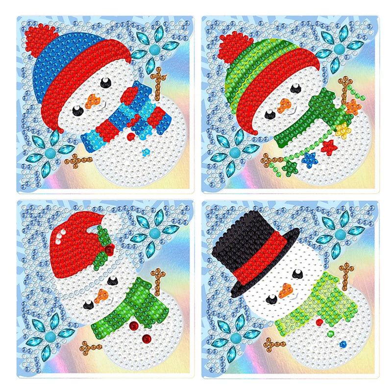 4St. Weihnachten Schneemann PU Ecke Abdeckung Lesezeichen Set Diamond Painting