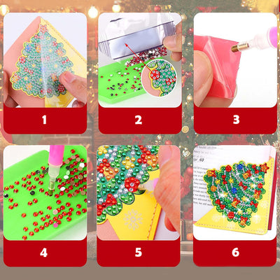 4St. Frohe Weihnachten PU Ecke Abdeckung Lesezeichen Set Diamond Painting