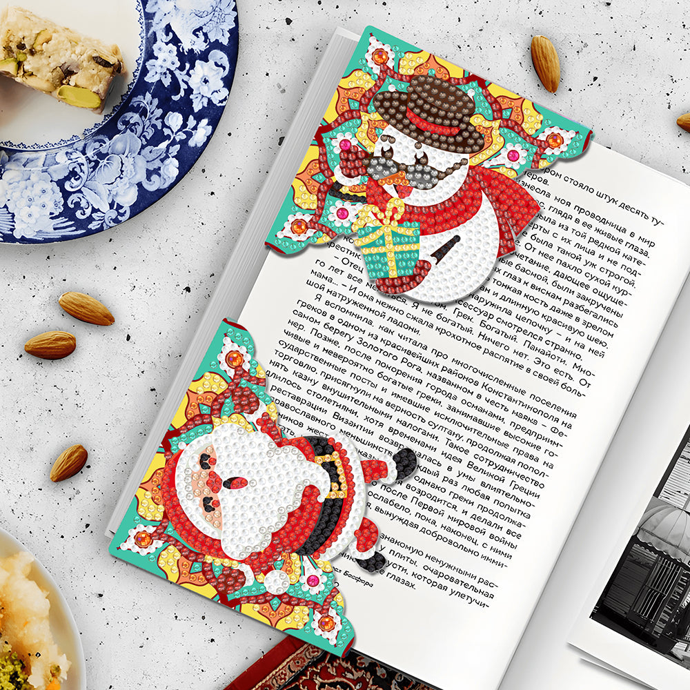 4St. Weihnachten Freude PU Ecke Abdeckung Lesezeichen Set Diamond Painting