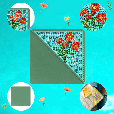 8St. Niedliche Kleine Blumen PU Ecke Abdeckung Lesezeichen Set Diamond Painting