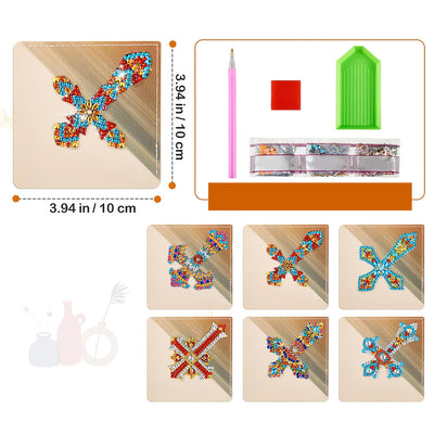 6St. Verziertes Kreuz PU Ecke Abdeckung Lesezeichen Set Diamond Painting