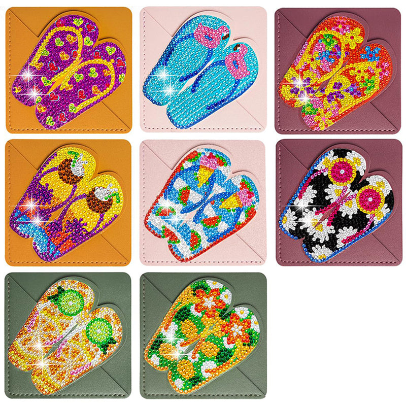 8St. Sommer Flip Flops PU Ecke Abdeckung Lesezeichen Set Diamond Painting