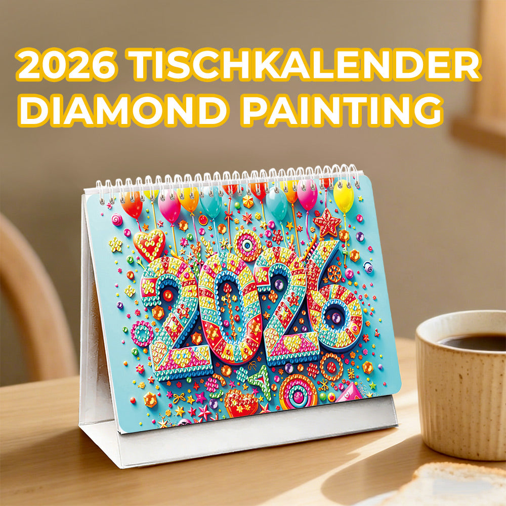 2026 Tischkalender Diamond Painting | Lebendige Landschaft und Tiere