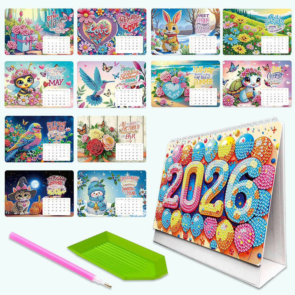 2026 Tischkalender Diamond Painting | Jeden Monat Wunderbar