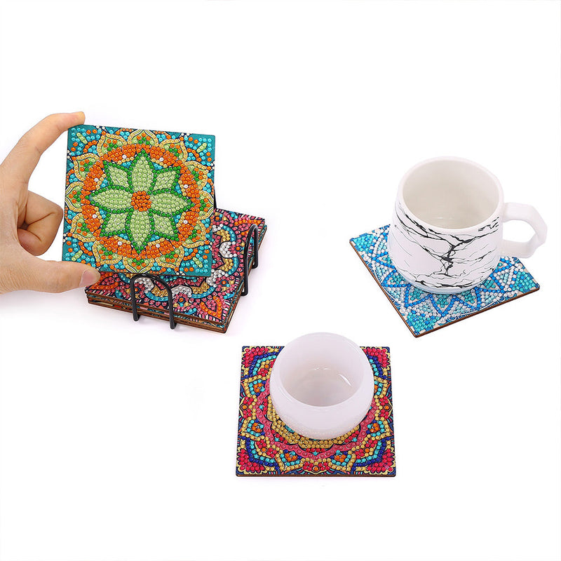 Mandala Quadratisch Diamond Painting Untersetzer 6Pcs