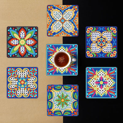 Mandala Quadratisch Diamond Painting Untersetzer 6Pcs