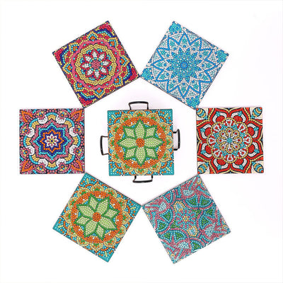 Mandala Quadratisch Diamond Painting Untersetzer 6Pcs