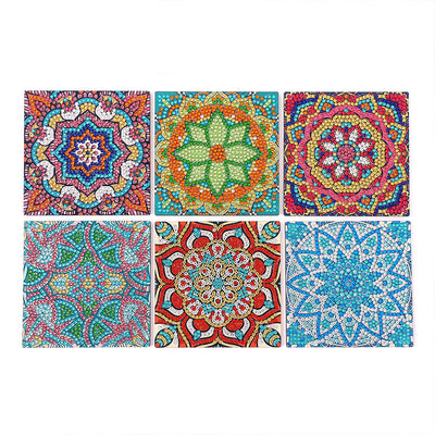 Mandala Quadratisch Diamond Painting Untersetzer 6Pcs