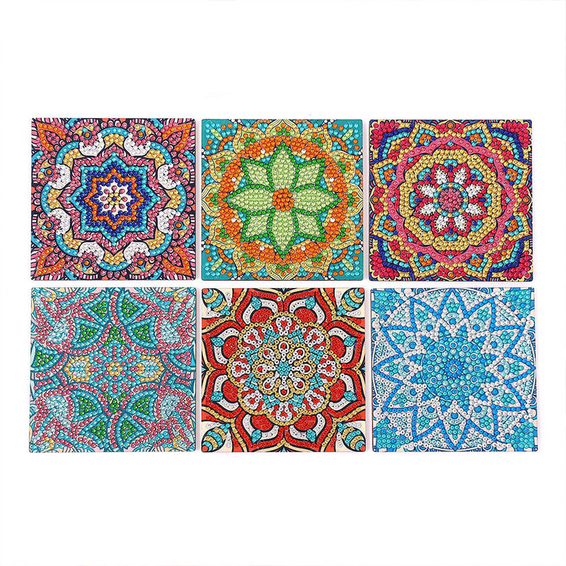 Mandala Quadratisch Diamond Painting Untersetzer 6Pcs