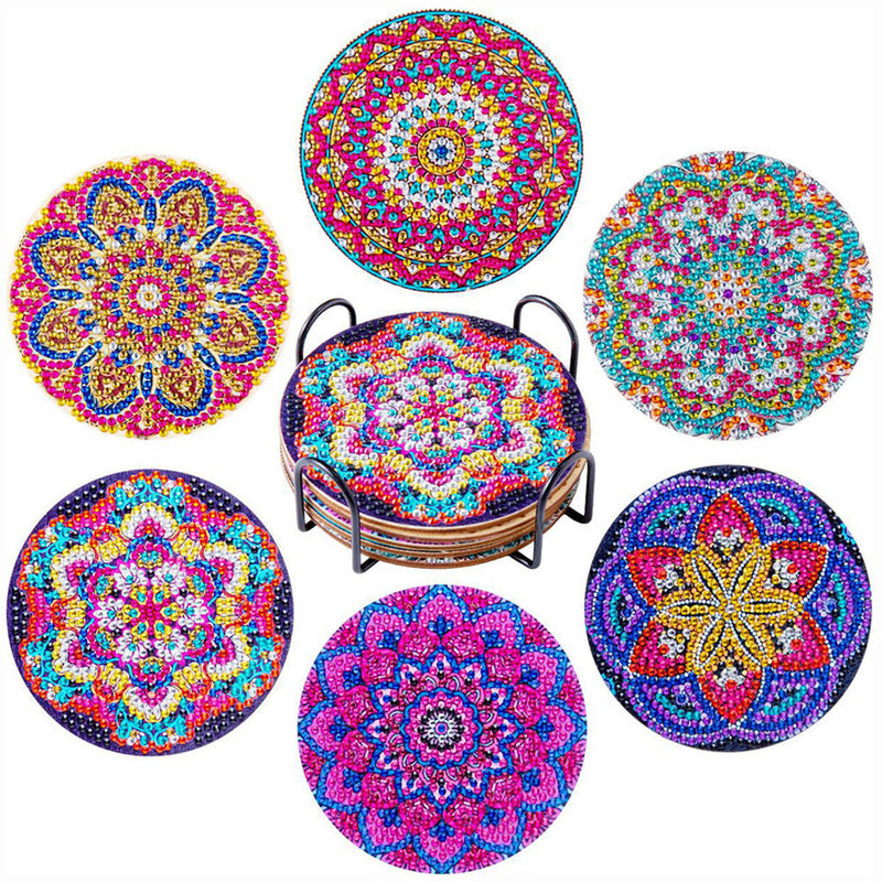 Rundes Mandala Diamond Painting Untersetzer 6Pcs