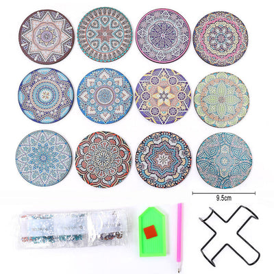 Rundes Mandala Diamond Painting Untersetzer 12Pcs