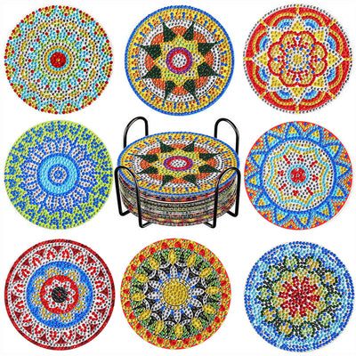 Rundes Mandala Diamond Painting Untersetzer 8Pcs