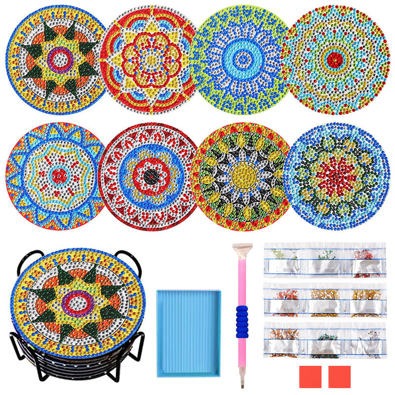 Rundes Mandala Diamond Painting Untersetzer 8Pcs