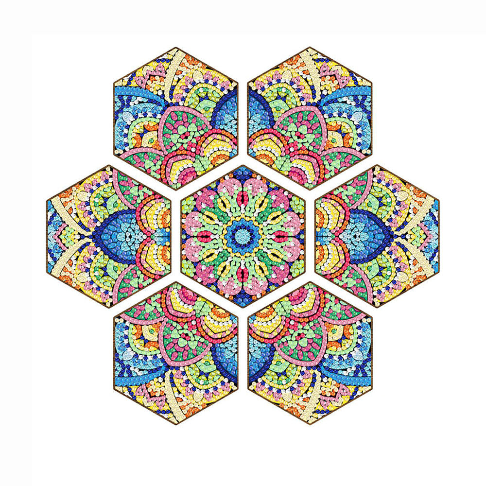 7Stück Sechseckiges Mandala Diamond Painting Untersetzer