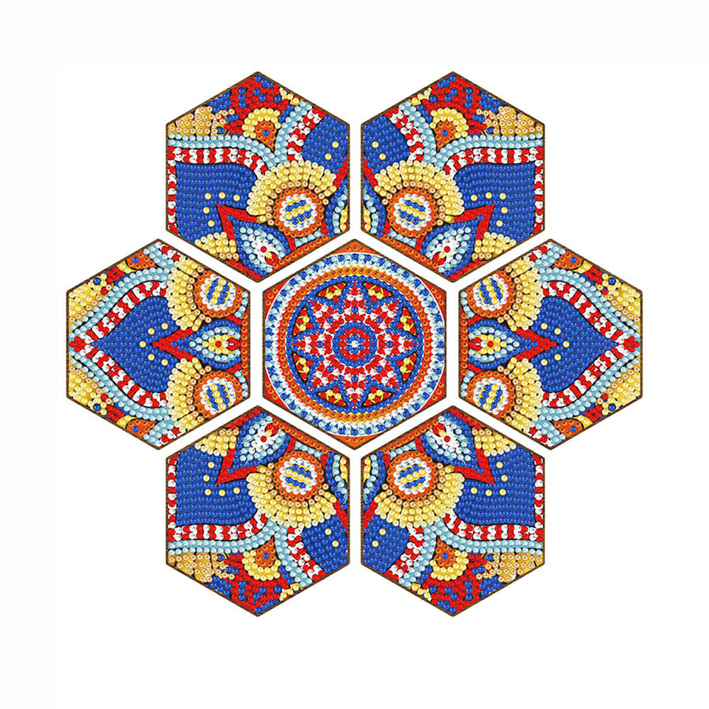 7Stück Sechseckiges Mandala Diamond Painting Untersetzer