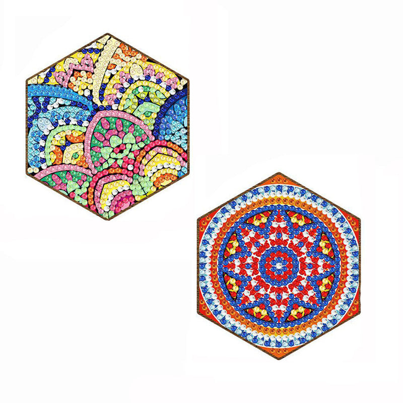 Sechseckiges Mandala Diamond Painting Untersetzer 7Pcs