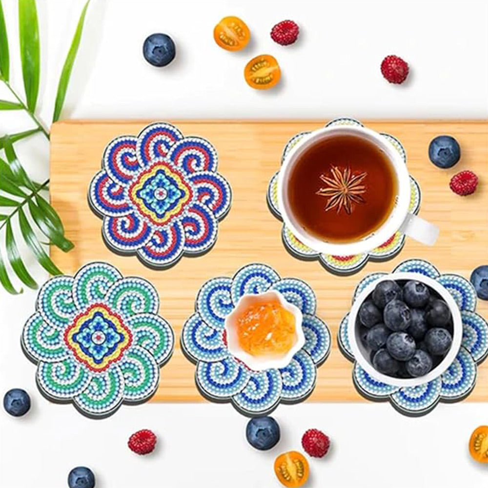 4Stück Spiralförmige Linie Mandala Diamond Painting Untersetzer