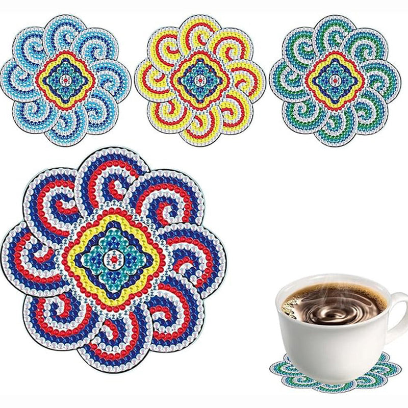 Spiralförmige Linie Mandala Diamond Painting Untersetzer 4Pcs