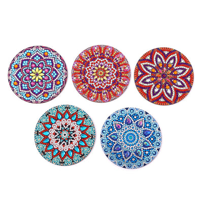 Rundes Mandala Diamond Painting Untersetzer 5Pcs