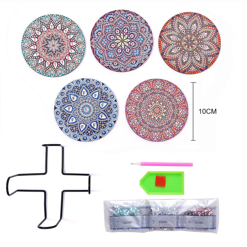 Rundes Mandala Diamond Painting Untersetzer 5Pcs