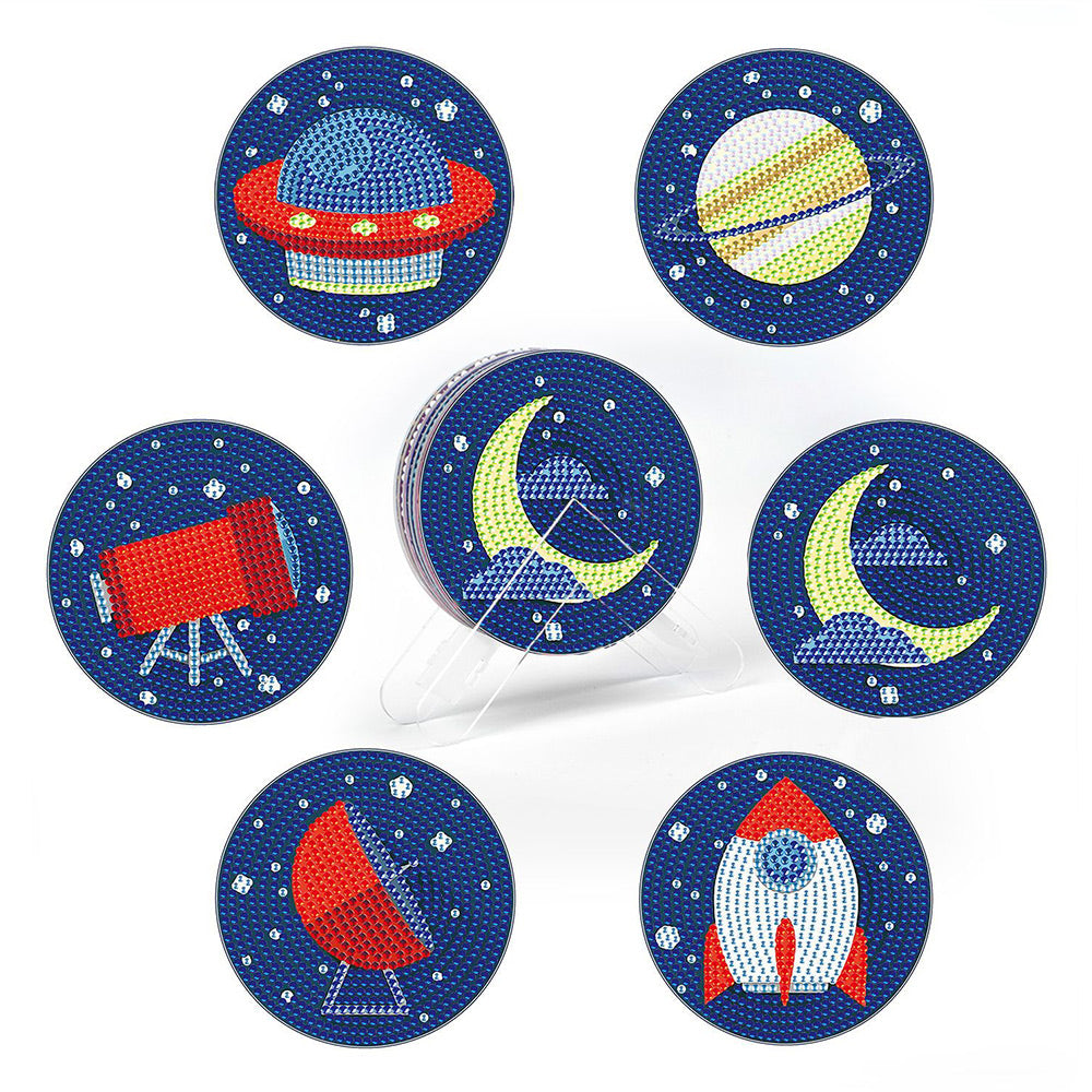 6Stück Weltraumschiff Diamond Painting Untersetzer