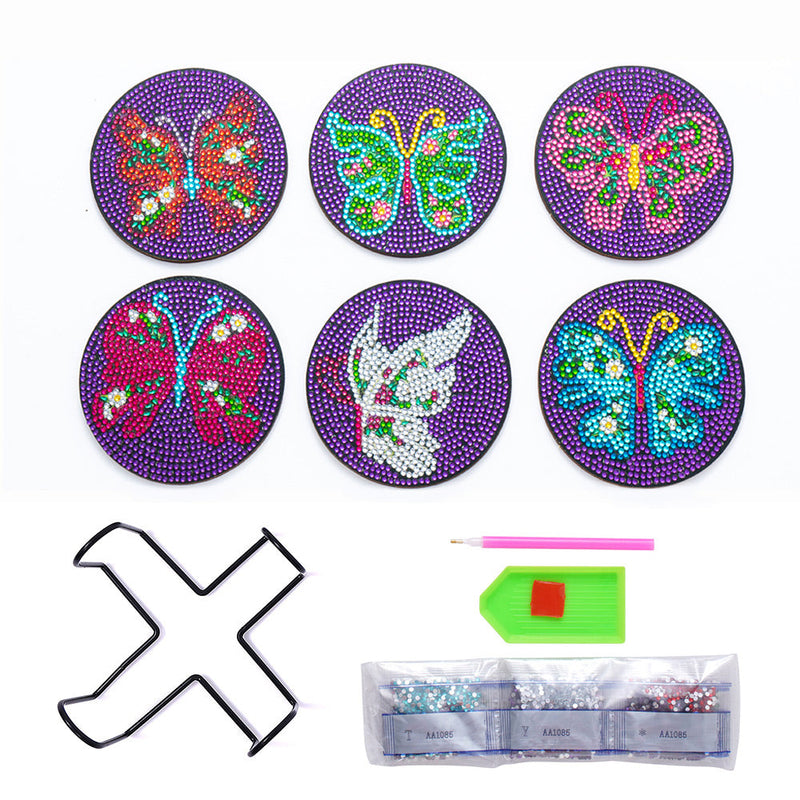 Schmetterling Diamond Painting Untersetzer 6Pcs