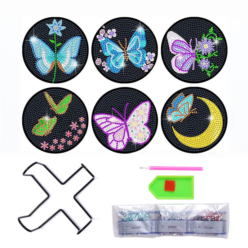 Schmetterling Diamond Painting Untersetzer 6Pcs