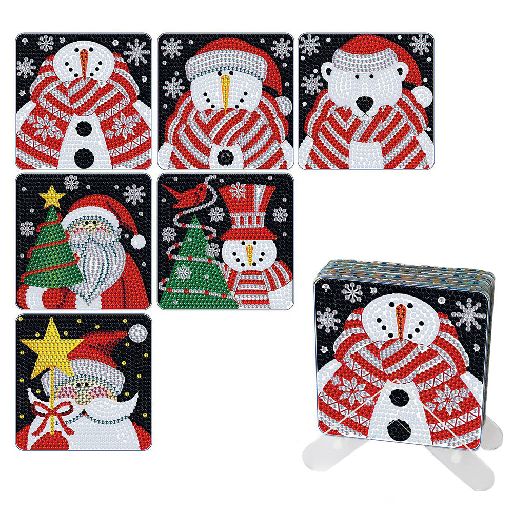 6Stück Weihnachten Quadratisch Diamond Painting Untersetzer