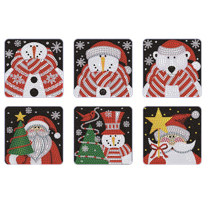 Weihnachten Quadratisch Diamond Painting Untersetzer 6Pcs