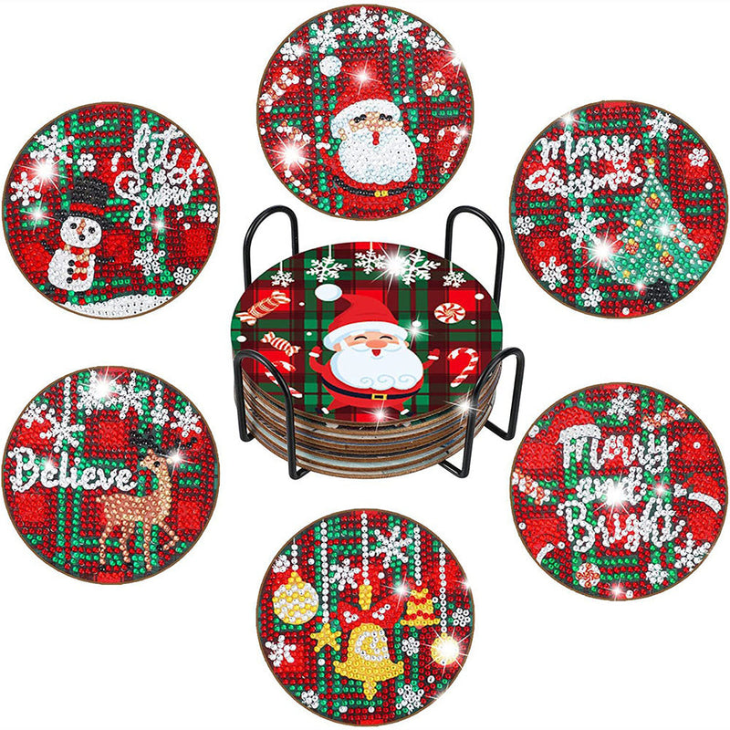 Frohe Weihnachten Diamond Painting Untersetzer 6Pcs