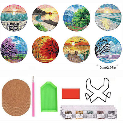 Landschaft Diamond Painting Untersetzer 8Pcs