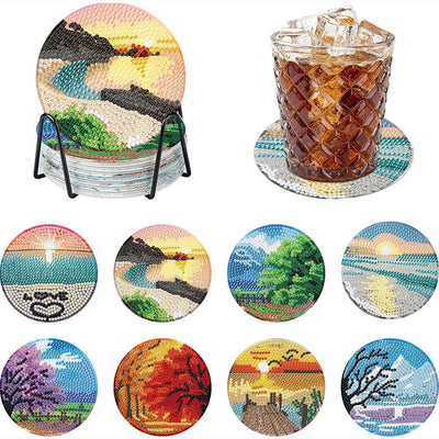 Landschaft Diamond Painting Untersetzer 8Pcs