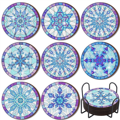 Blaue Schneeflocke Diamond Painting Untersetzer 8Pcs