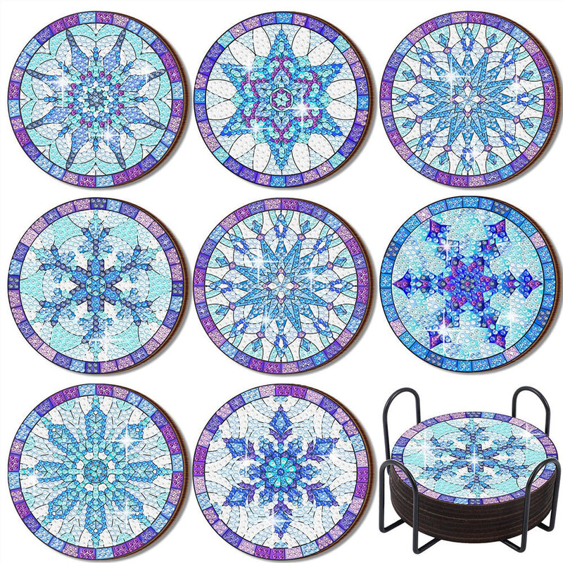 Blaue Schneeflocke Diamond Painting Untersetzer 8Pcs