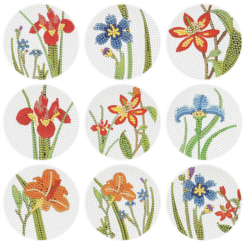 Orchideenblüte Diamond Painting Untersetzer 9Pcs