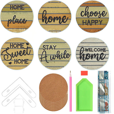 Haus Text Diamond Painting Untersetzer 6Pcs