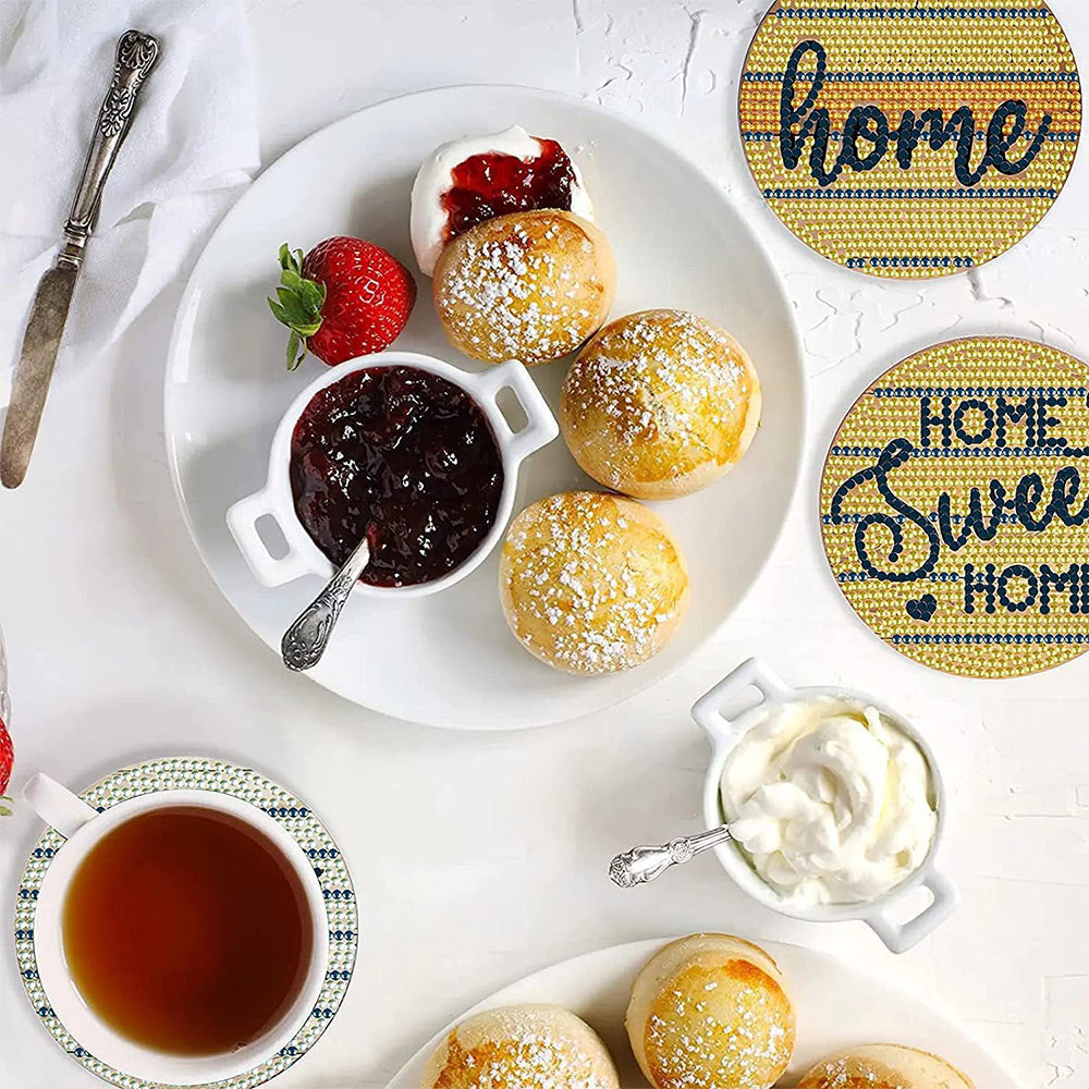 6Stück Haus Text Diamond Painting Untersetzer