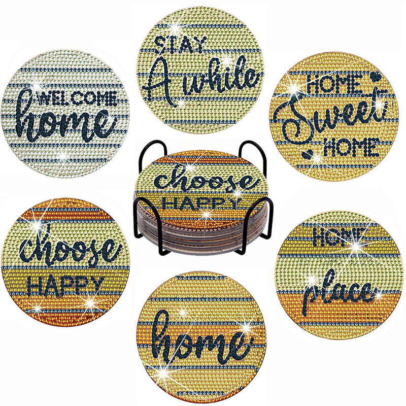 Haus Text Diamond Painting Untersetzer 6Pcs