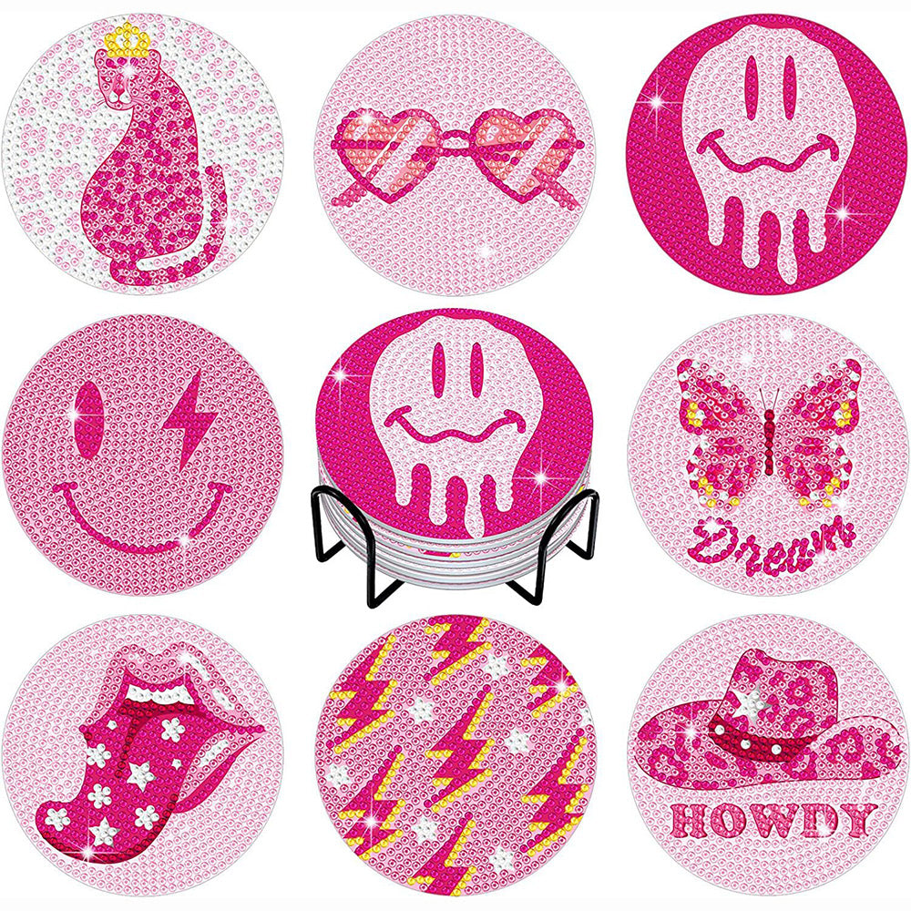 Glückliches Emoticon Diamond Painting Untersetzer 8Pcs