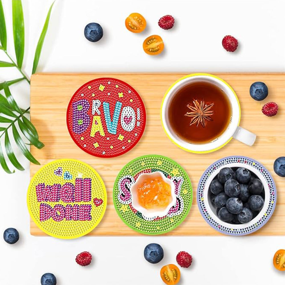 6Stück Ermutigende Worte Diamond Painting Untersetzer