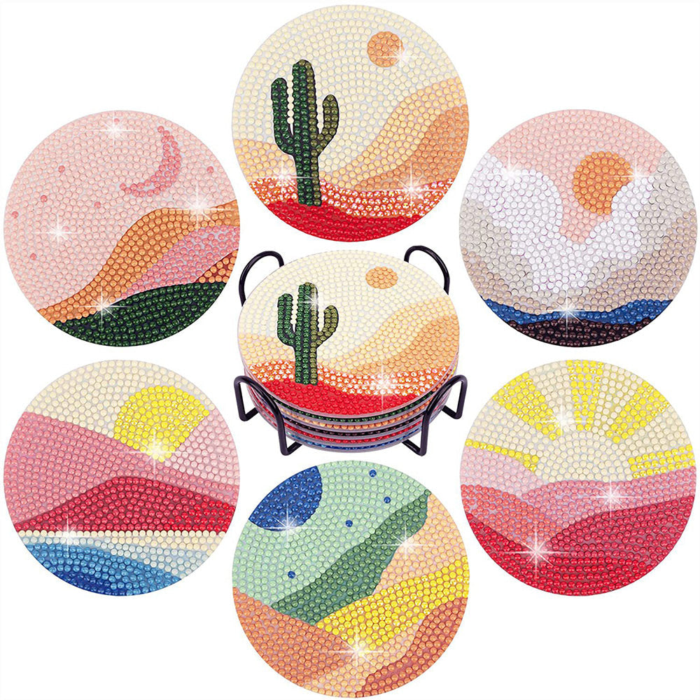 6Stück Landschaft Natur Diamond Painting Untersetzer