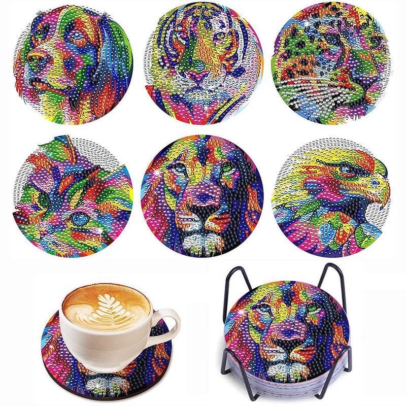 Bunte Tiere Diamond Painting Untersetzer 6Pcs