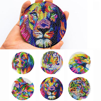 Bunte Tiere Diamond Painting Untersetzer 6Pcs